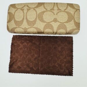 Coach signature khaki and brown coated canvas hard shell sunglasses case.